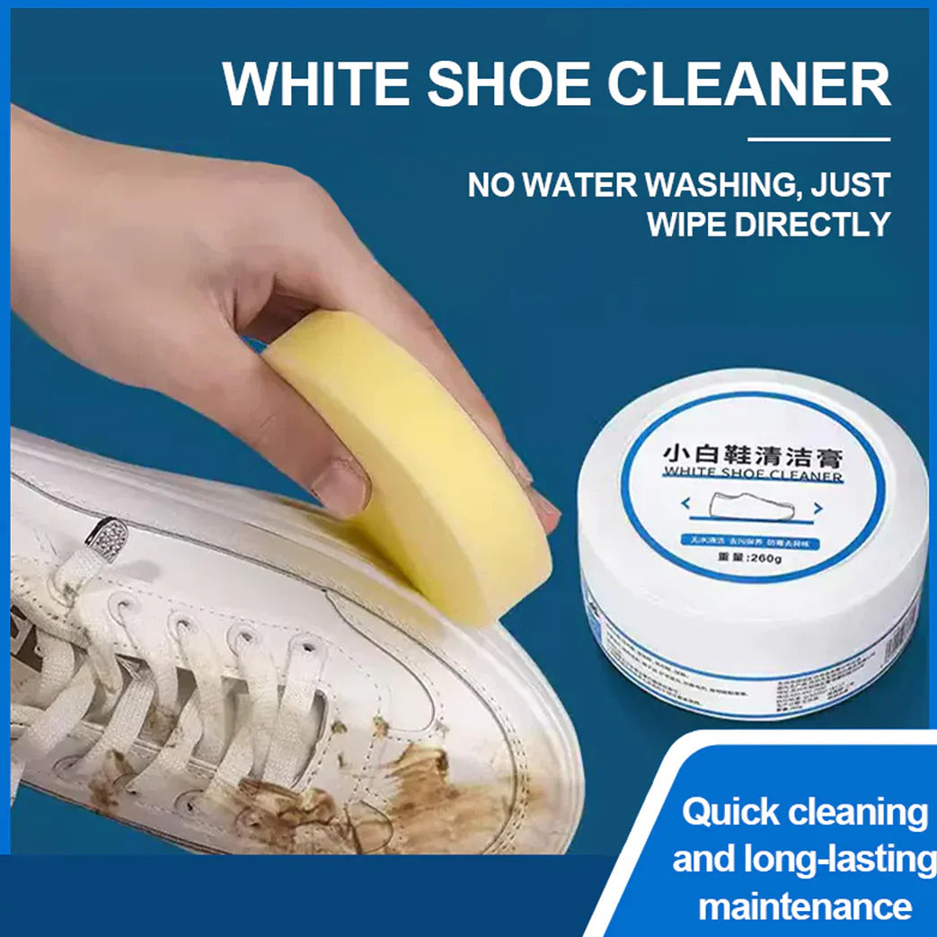 White Shoe Cleaning Cream, Stain Cleansing Cream for Shoe, Re-Color and Polish Smooth Leather Shoes and Boots, Sneaker Cleaner White Shoes 260 grm