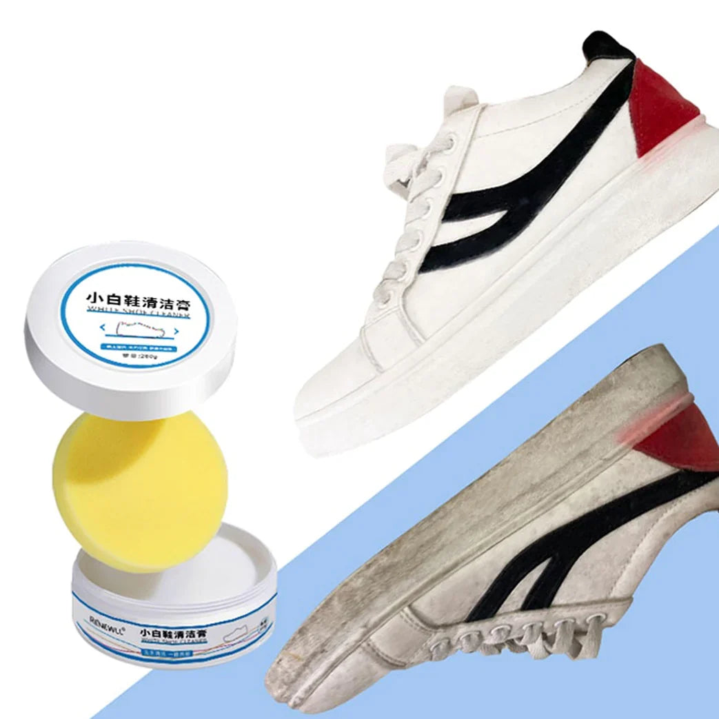 White Shoe Cleaning Cream, Stain Cleansing Cream for Shoe, Re-Color and Polish Smooth Leather Shoes and Boots, Sneaker Cleaner White Shoes 260 grm