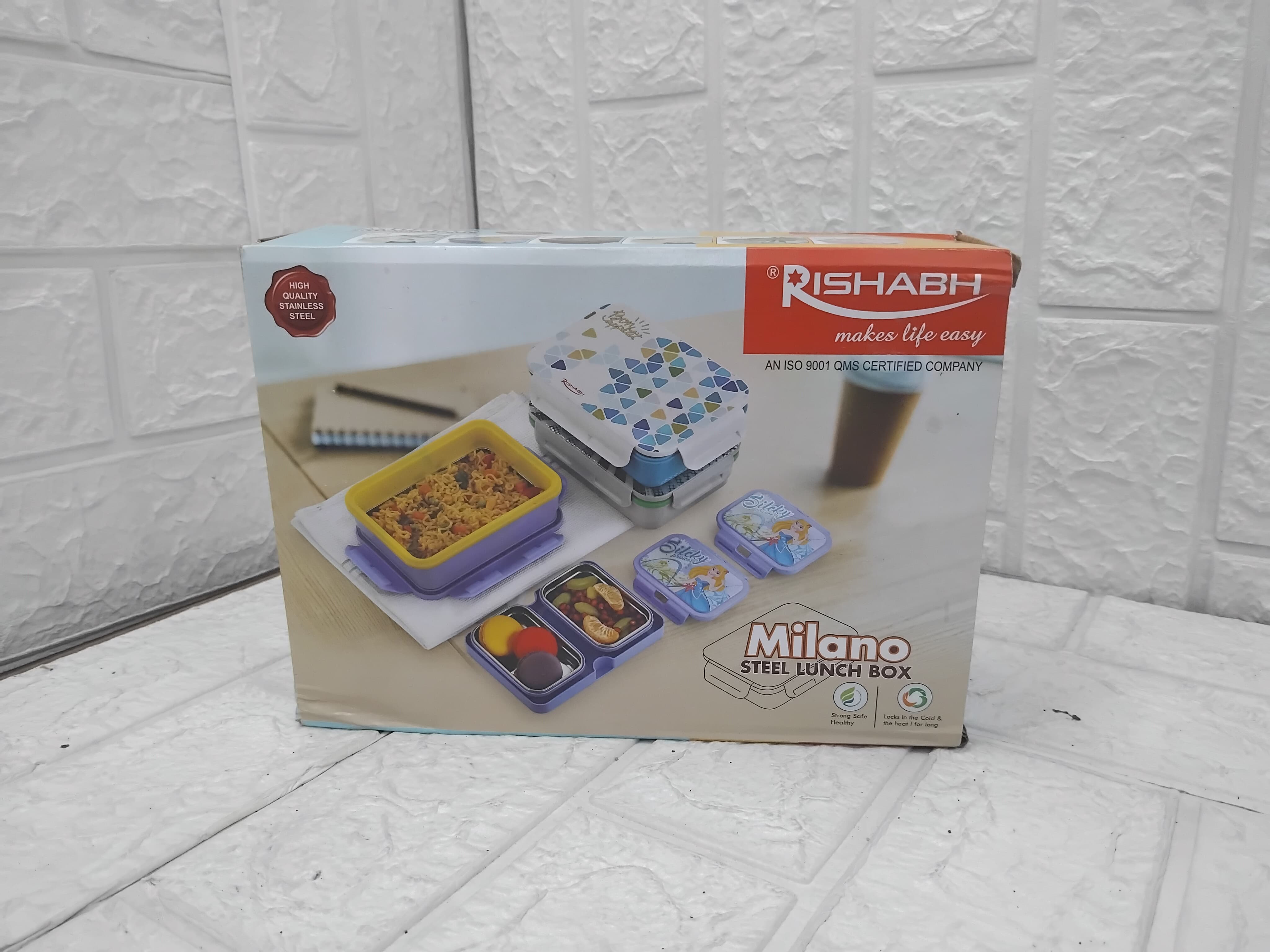 Rishabh Milano Steel Lunch Box With Spoon 2 containers