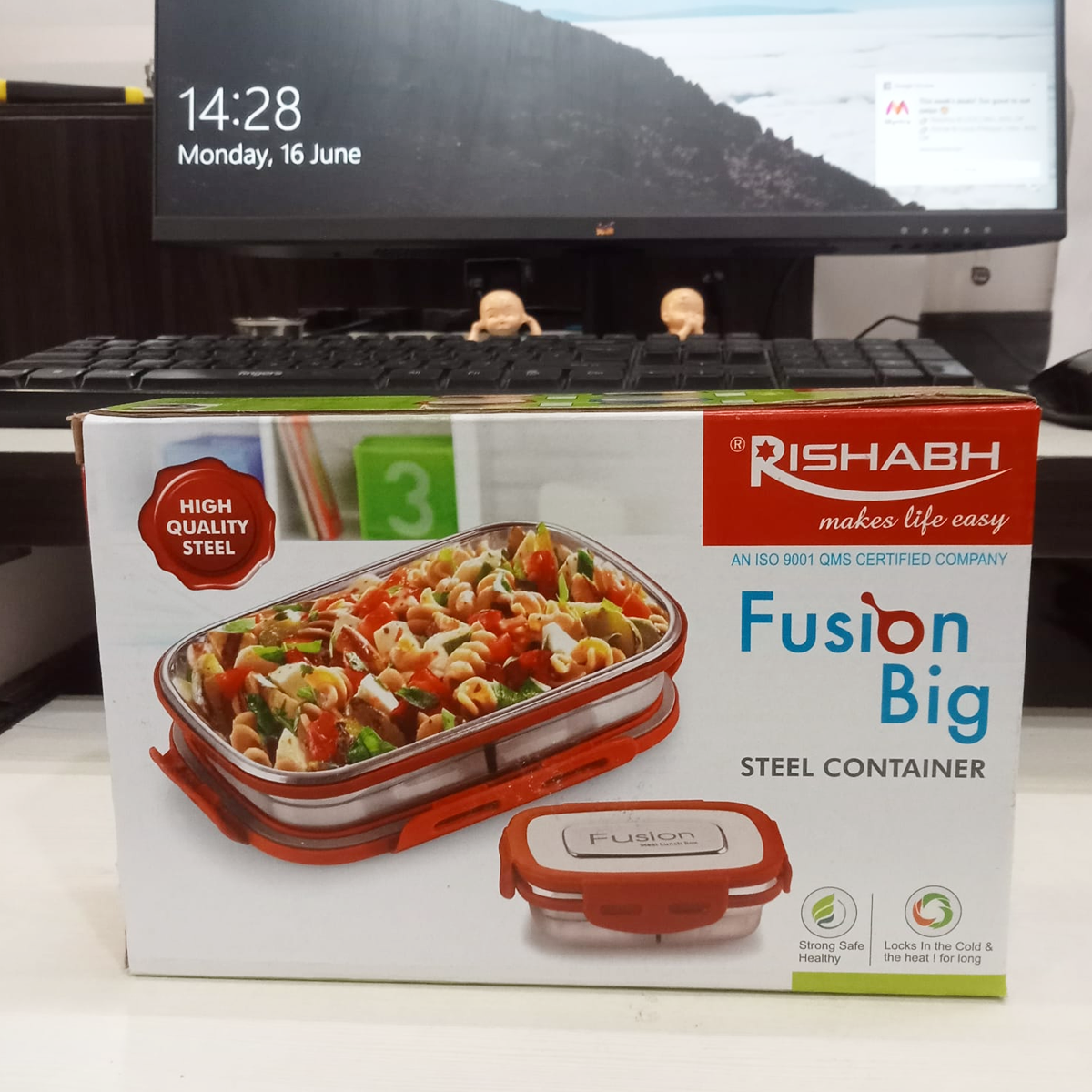 Rishabh Fusion Big Lunchbox With Steel Container - For School and Office