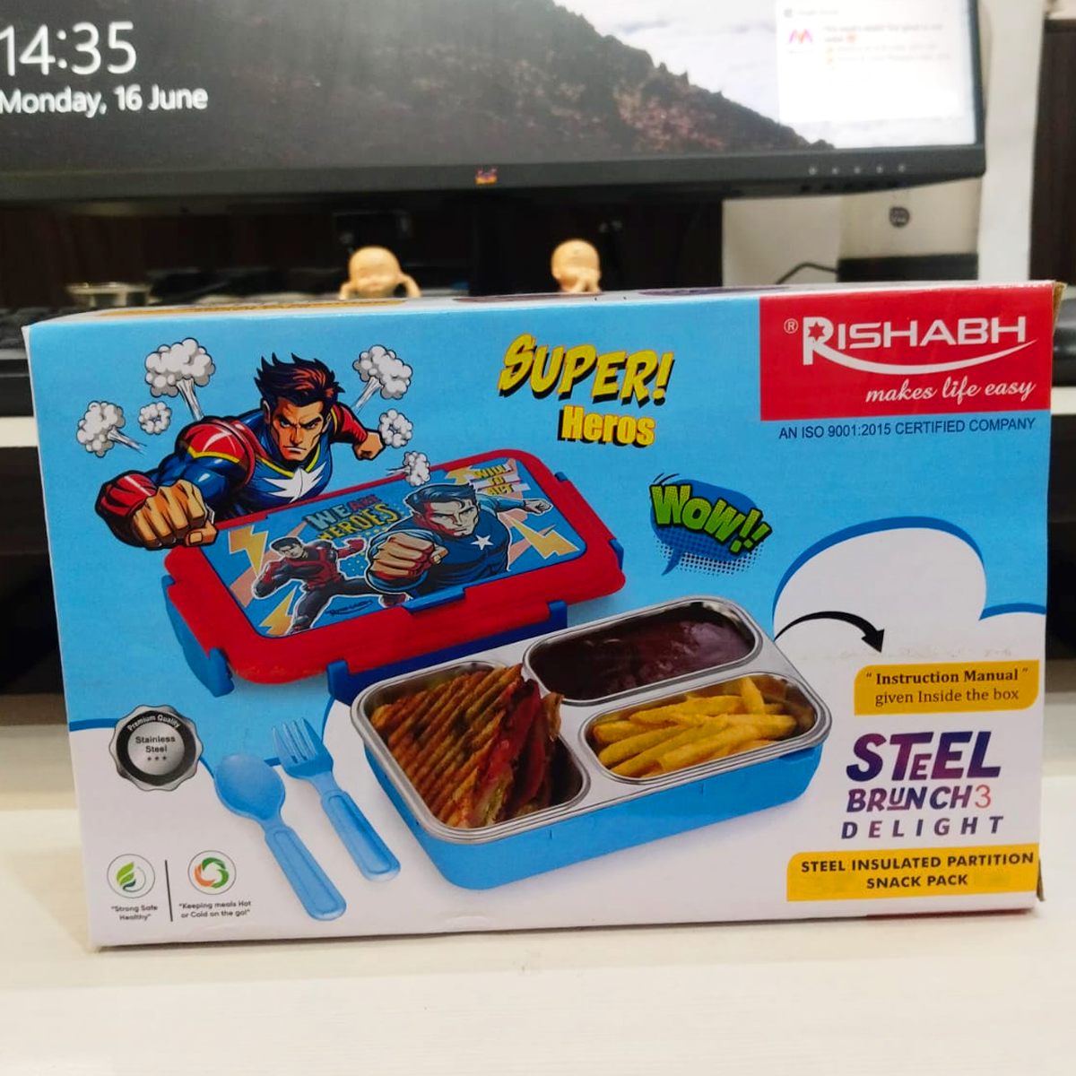 Rishabh Steel Brunch 3 Delight Lunchbox for School and Office