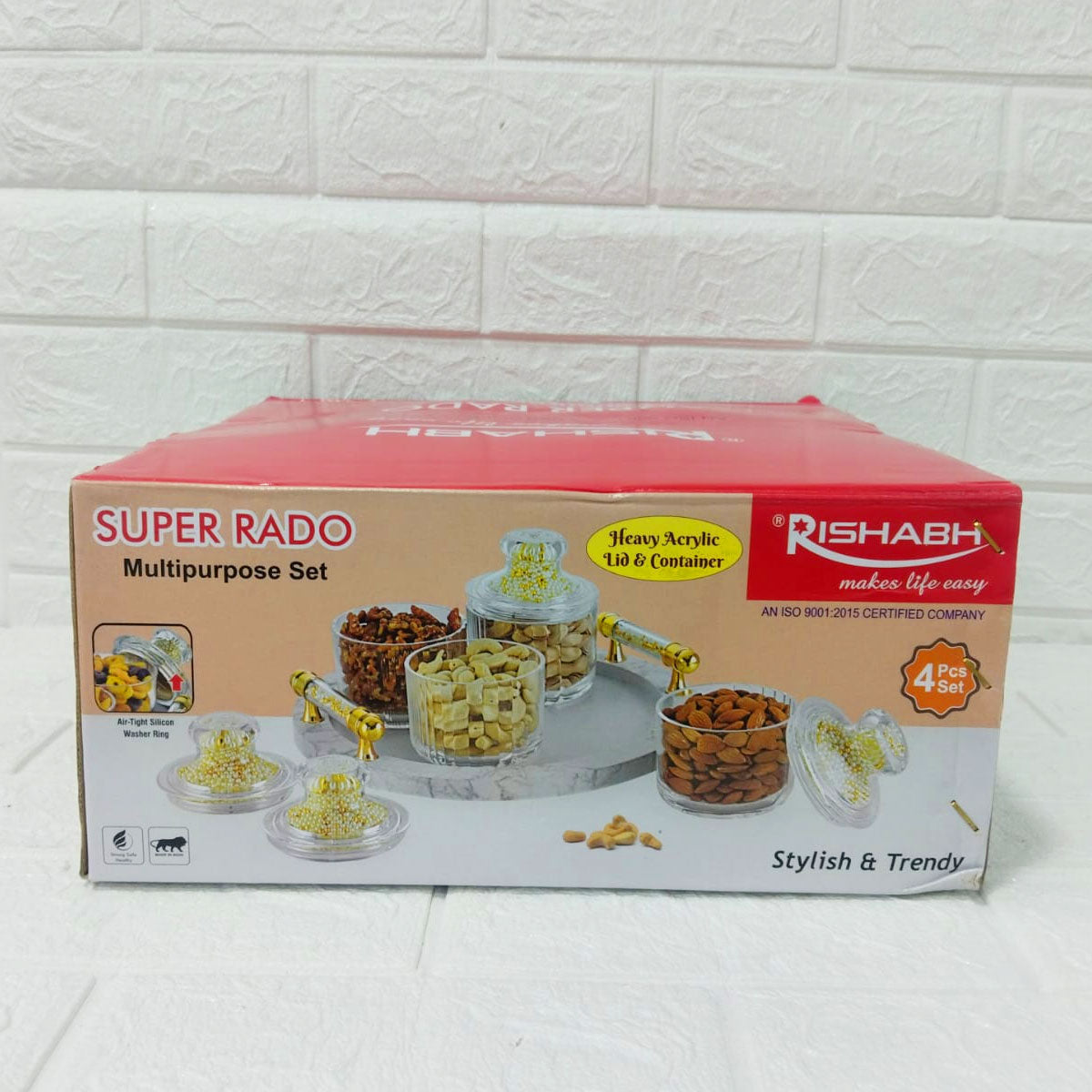 Rishabh Super Rado Multipurpose 4 Jar Set with 360° Revolving Tray