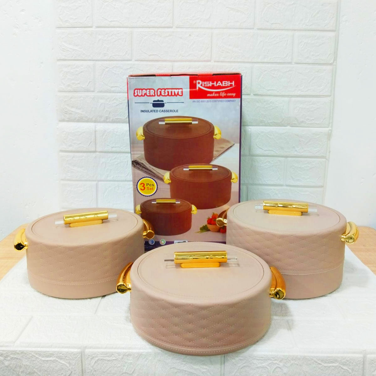 Rishabh Super Festive 3-Piece Insulated Casserole Set