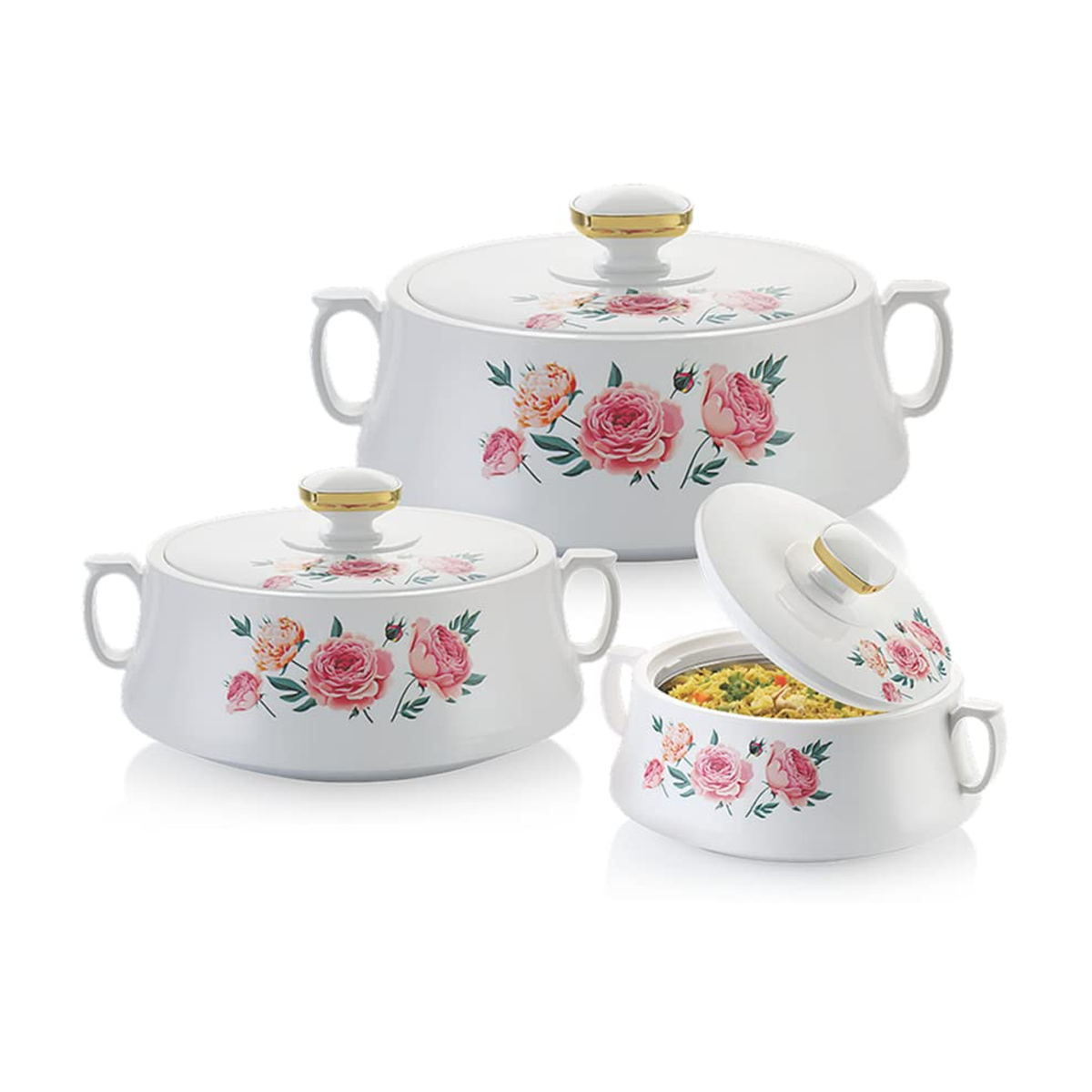 RISHABH Stallion Insulated Serving Casserole, 800ml, 1200ml, 1700ml, Set of 3