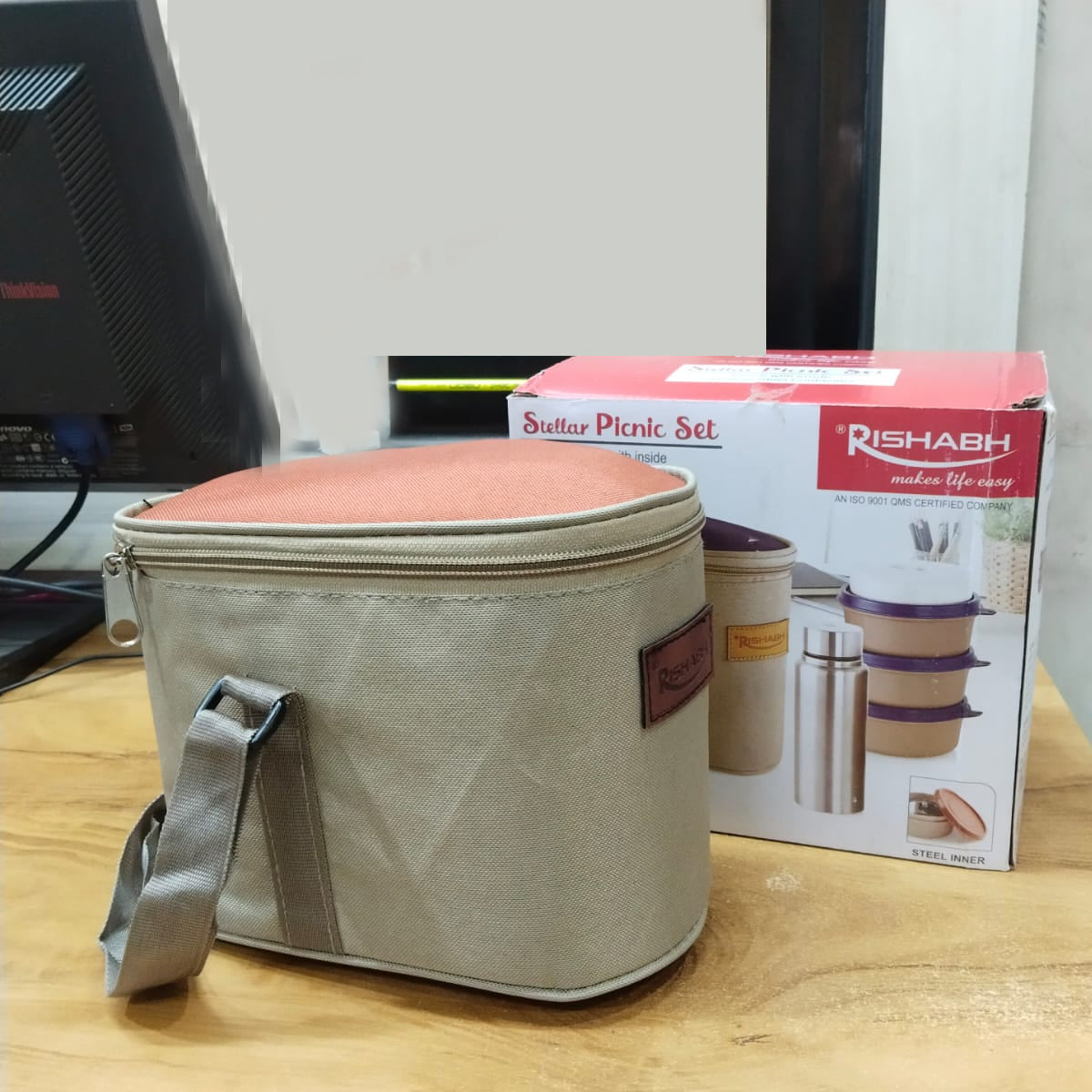 Rishabh Stellar Picnic Set Tiffin Box - Set of 3 container, 1 bottle and Jacket