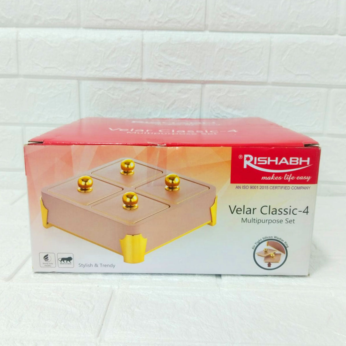 Rishabh Velar Classic-4 Multipurpose Serving Set with Golden Knobs