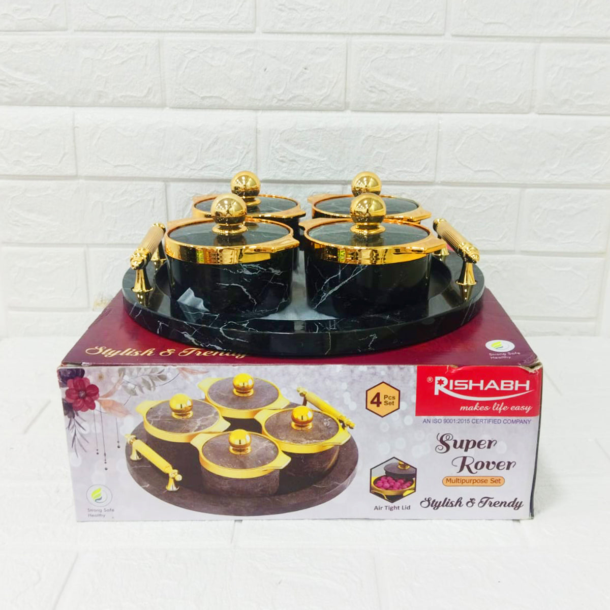 Rishabh Super Rover Multipurpose Container Set of 4 with Tray – Stylish & Trendy Airtight Storage Jars