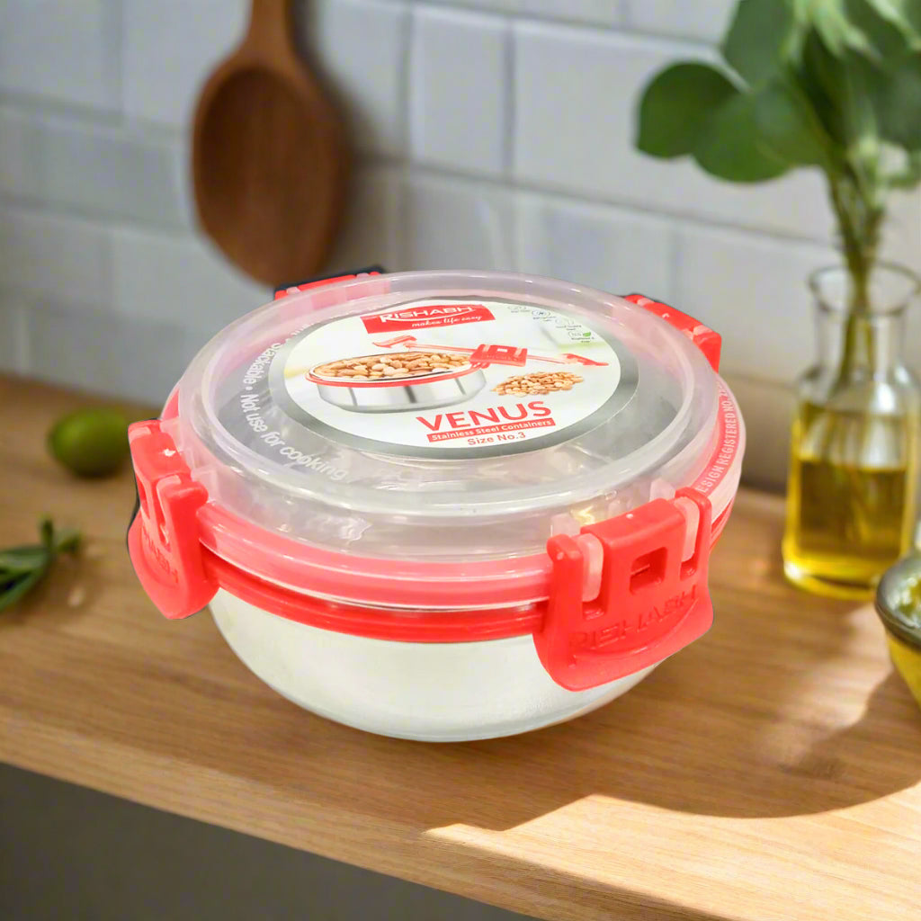 Rishabh Venus-3 Size Air-Tight & Leak Proof Stainless Steel Container