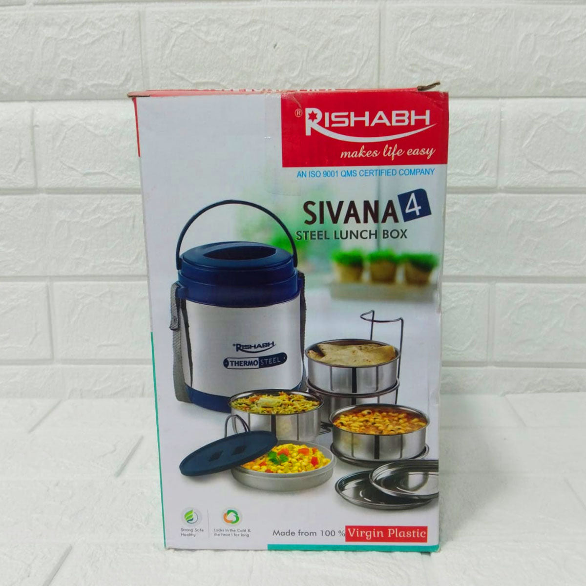 Rishabh Sivana 4 Thermo Steel Lunch Box with Virgin Plastic Outer Case | 4 Steel Containers