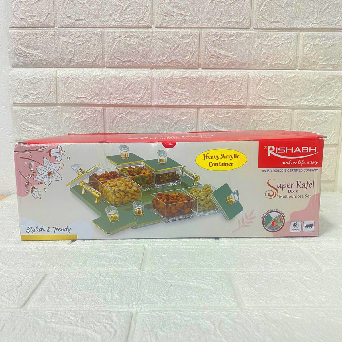 Rishabh Super Rafel Dlx Container Set of 6 with Tray – Stylish & Trendy Storage Jars