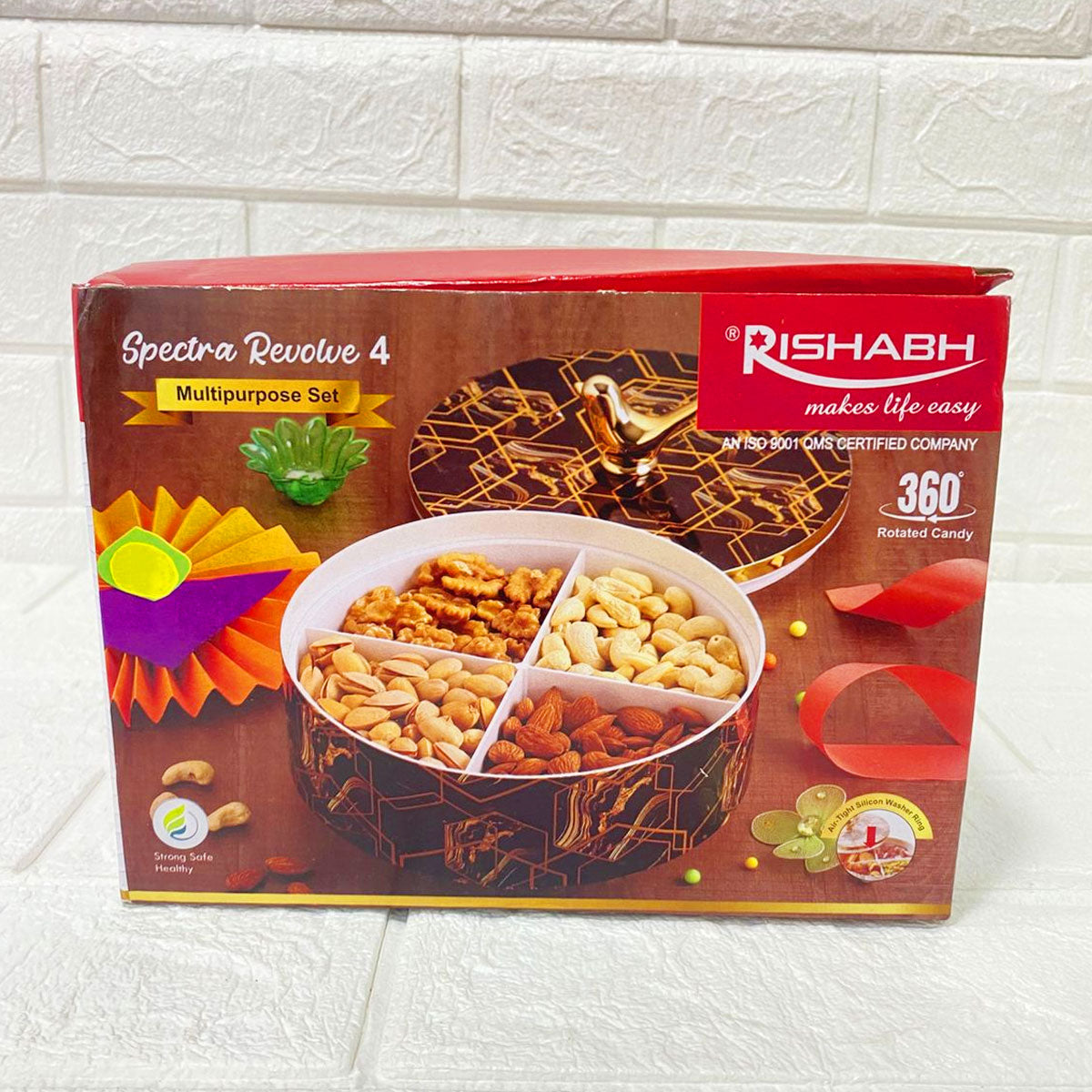 Rishabh Spectra Revolve 4 Multipurpose Serving Set with Golden Bird Handle