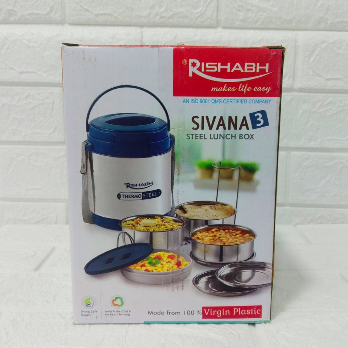 Rishabh Sivana 3 Thermo Steel Lunch Box with Virgin Plastic Outer Case