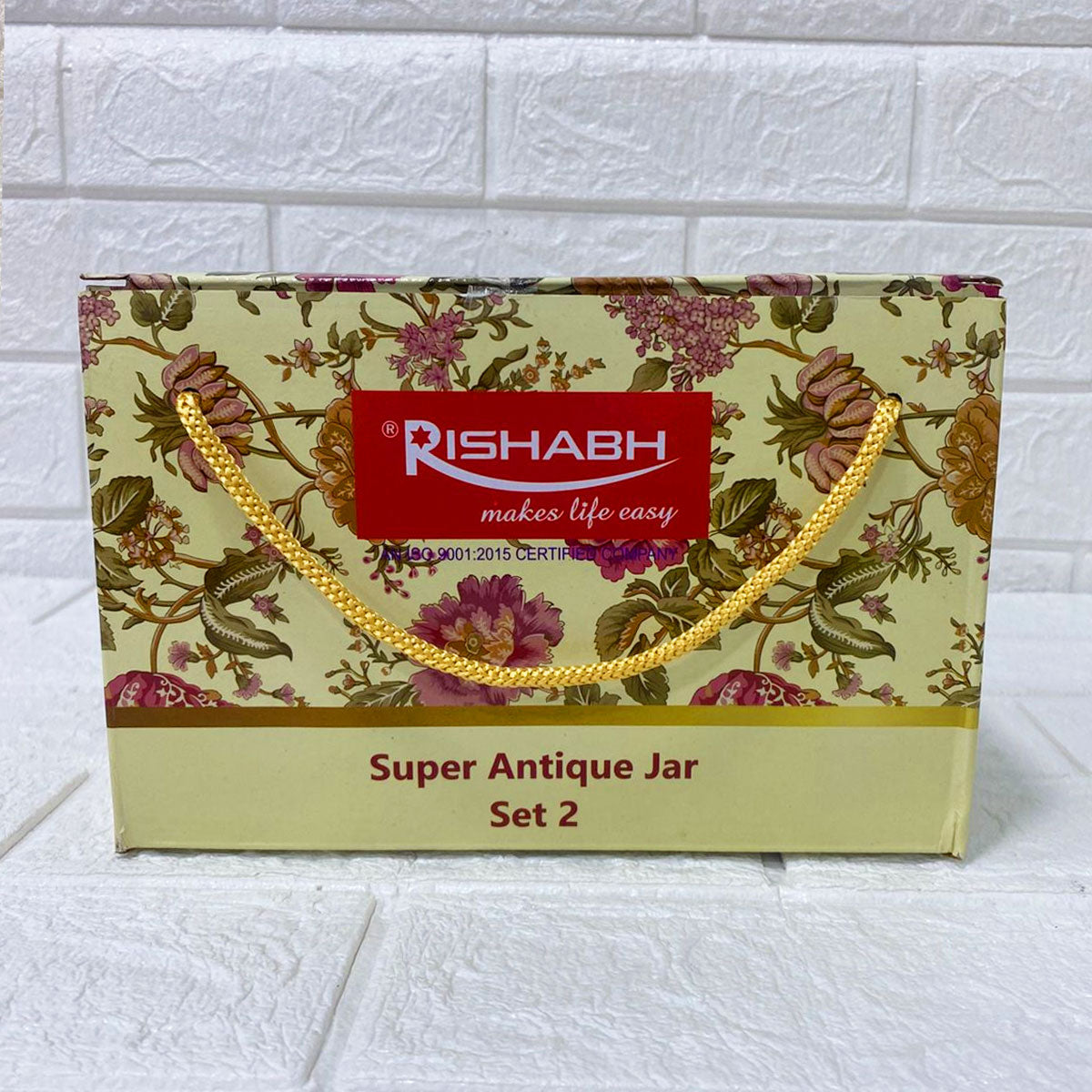 Rishabh Super Antique Jar Set of 2 with Crown Lid Design