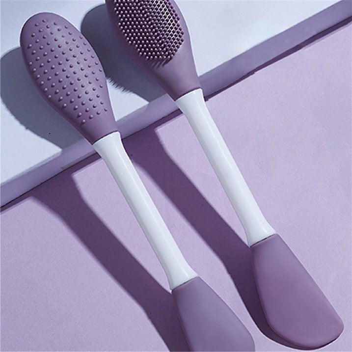 Beauty Silicone Face Mask Applicator Makeup Brush Double-Ended Facial Mask Brush for Mud, Clay, Charcoal Mixed Mask，Soft Makeup Beauty Brush Tools for Apply Cream, Lotion (1PC Multi Color)