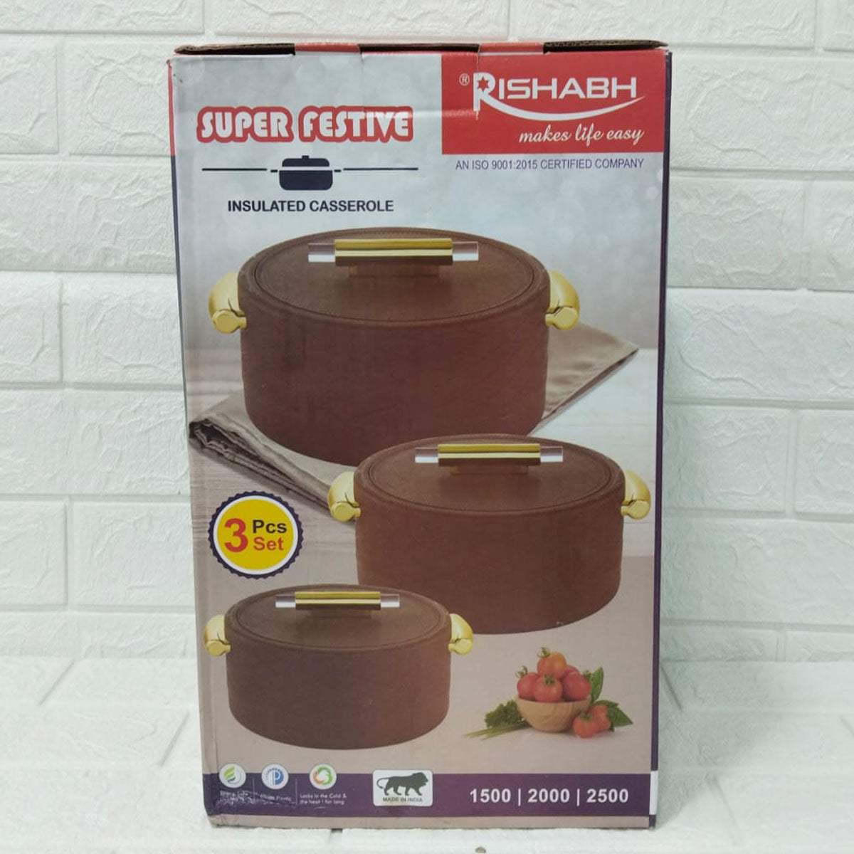 Rishabh Super Festive 3-Piece Insulated Casserole Set