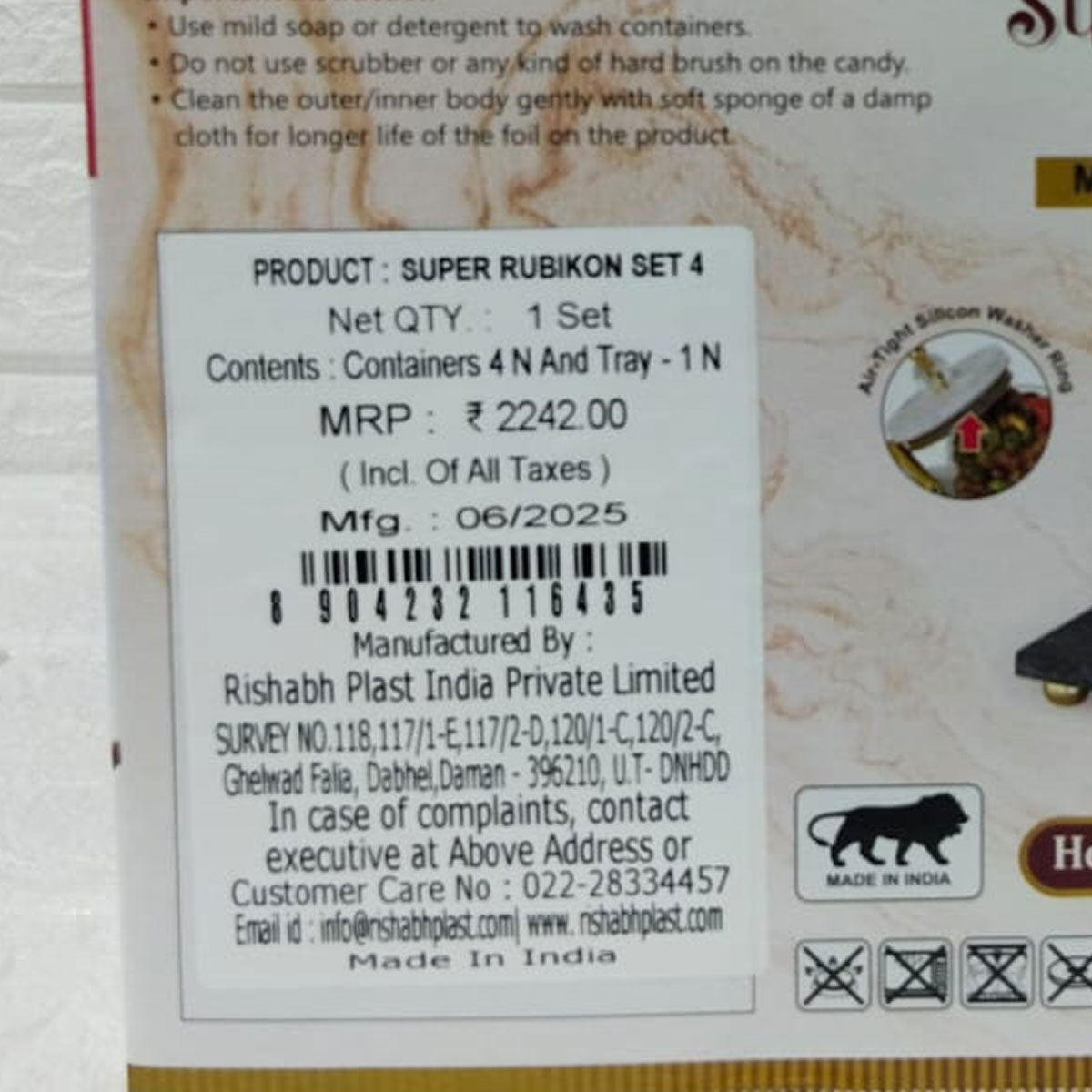 Rishabh Super Rubikon Set 4 Multipurpose with Marble Finish Tray Set