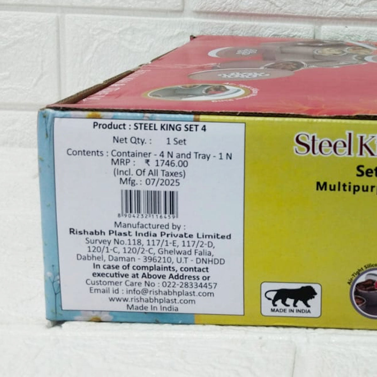 Rishabh Steel King Deluxe 4-Piece Multipurpose Container With Tray Set