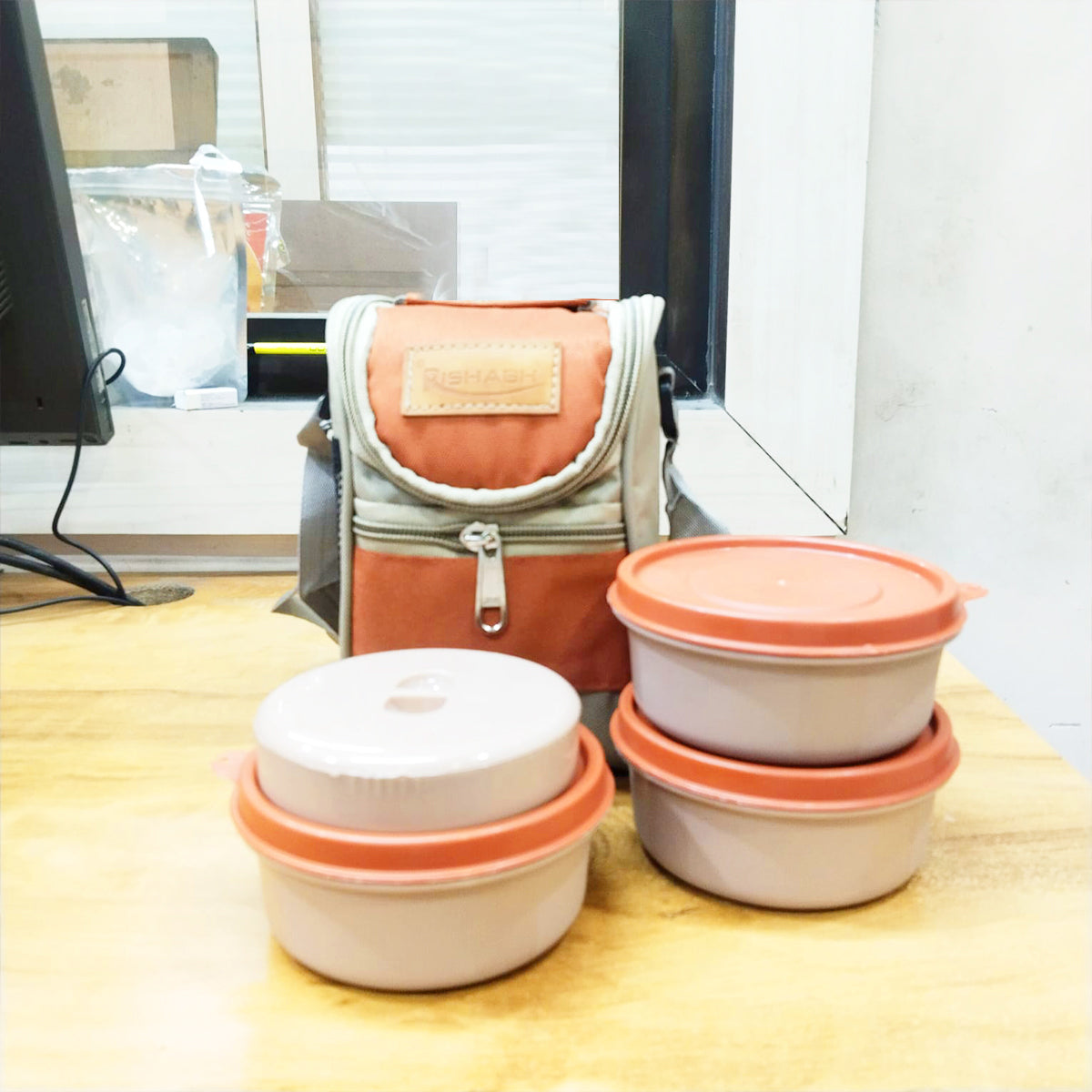 Rishabh Galaxy Stanley 3 Inside Steel Container - Microwave Safe and 100% Leak Proof Lunch Box 3 Containers Lunch Box