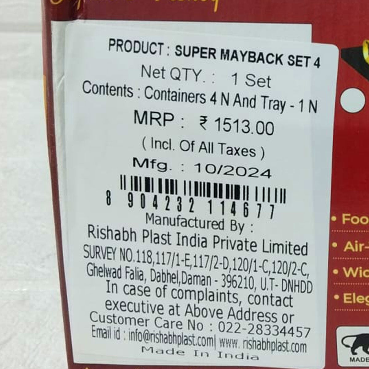 Rishabh Super Mayback 4 Multipurpose Set | Premium Storage & Serving Containers