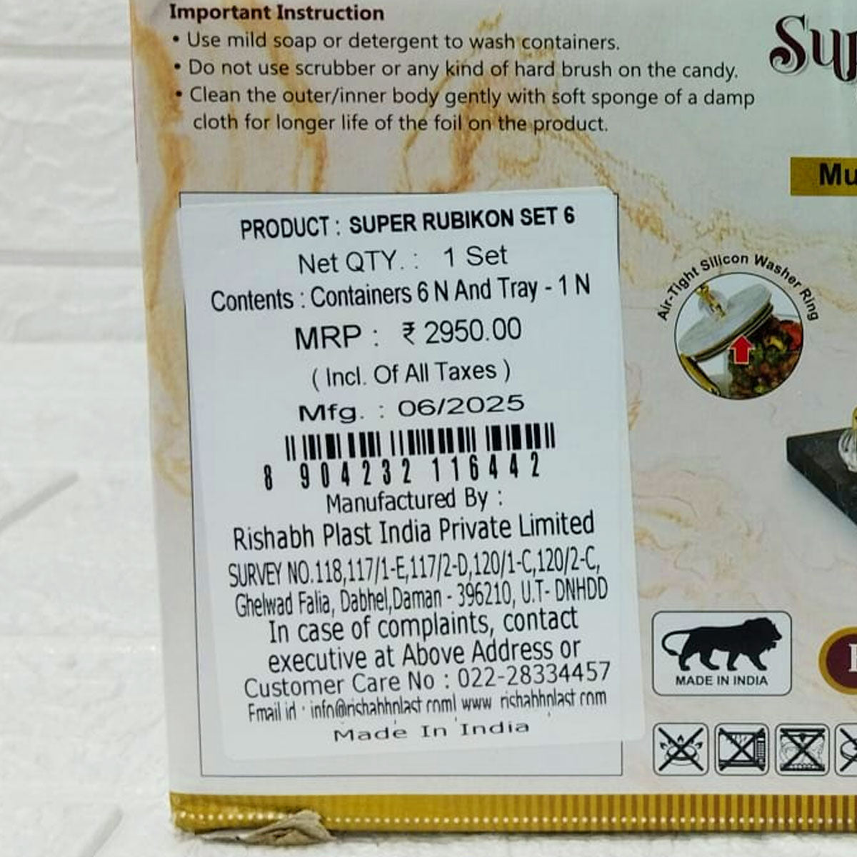 Rishabh Super Rubikon Multipurpose 6-Piece Container Set with Tray