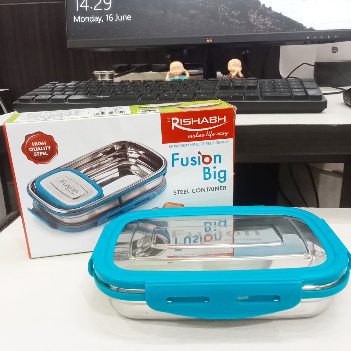 Rishabh Fusion Big Lunchbox With Steel Container - For School and Office