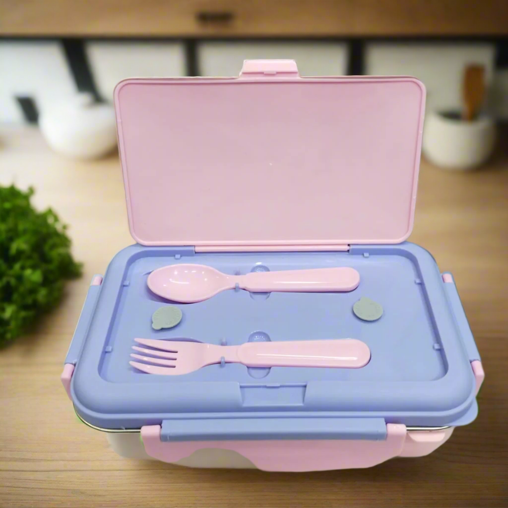 Rishabh Steel Brunch 2 Delight Lunchbox With Spoons for School and Office