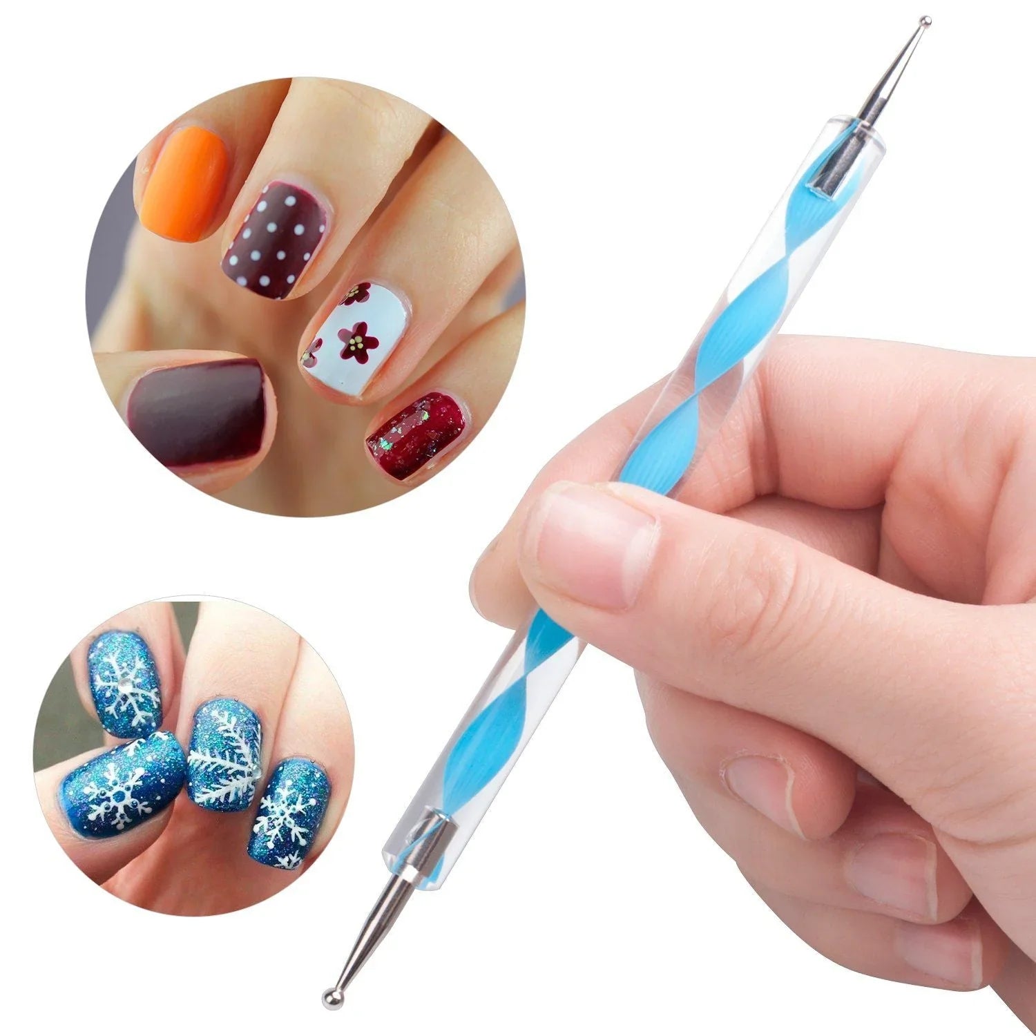 5 pieces Nail Art Dotting Marbleizing Tool Pen for Nail Decoration Stamping (Multicolour)