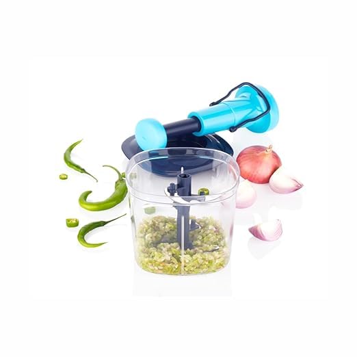 Manual Food Chopper - 4-Cup Capacity, Stainless Steel Blades, Easy Pull Cord, BPA-Free, Dishwasher Safe, Perfect for Chopping Vegetables, Fruits, Nuts