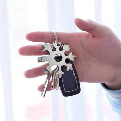 TLBS 18 in 1 Stainless Steel Snowflake Multi Tool, Durable and Portable, Essential Key Chain, Pocket Bottle Opener, Pocket Wrench