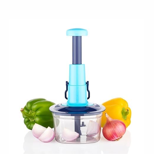 Manual Food Chopper - 4-Cup Capacity, Stainless Steel Blades, Easy Pull Cord, BPA-Free, Dishwasher Safe, Perfect for Chopping Vegetables, Fruits, Nuts