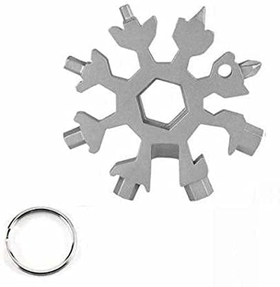 TLBS 18 in 1 Stainless Steel Snowflake Multi Tool, Durable and Portable, Essential Key Chain, Pocket Bottle Opener, Pocket Wrench
