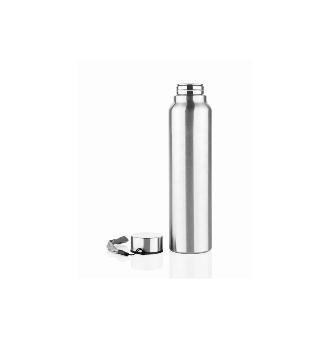 Stainless Steel Water Bottle, 900ml, with Lid, Silver