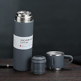 TLBS Stainless Steel Vacuum Flask Set with 3 Steel Cups Combo for Coffee Hot Drink and Cold Water Flask Ideal Gifting Travel Friendly Latest Flask Bottle. (Multi-Color)