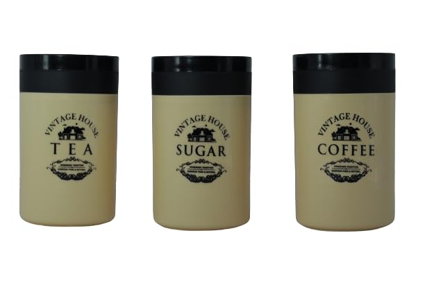 Tea Sugar Coffee Container Set Of 3 Kitchen Container (800ml, Plastic)