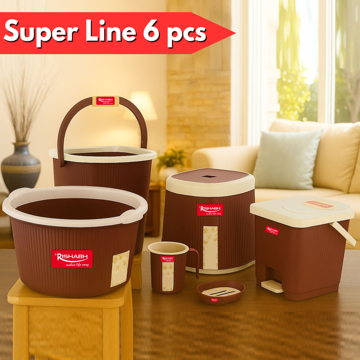 Rishabh Super Line 6-Piece Multipurpose Bathroom Set