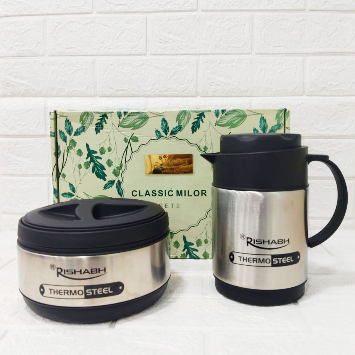 Rishabh Classic Milor Thermo Steel casserole & Jug Gift Set - 2 pcs