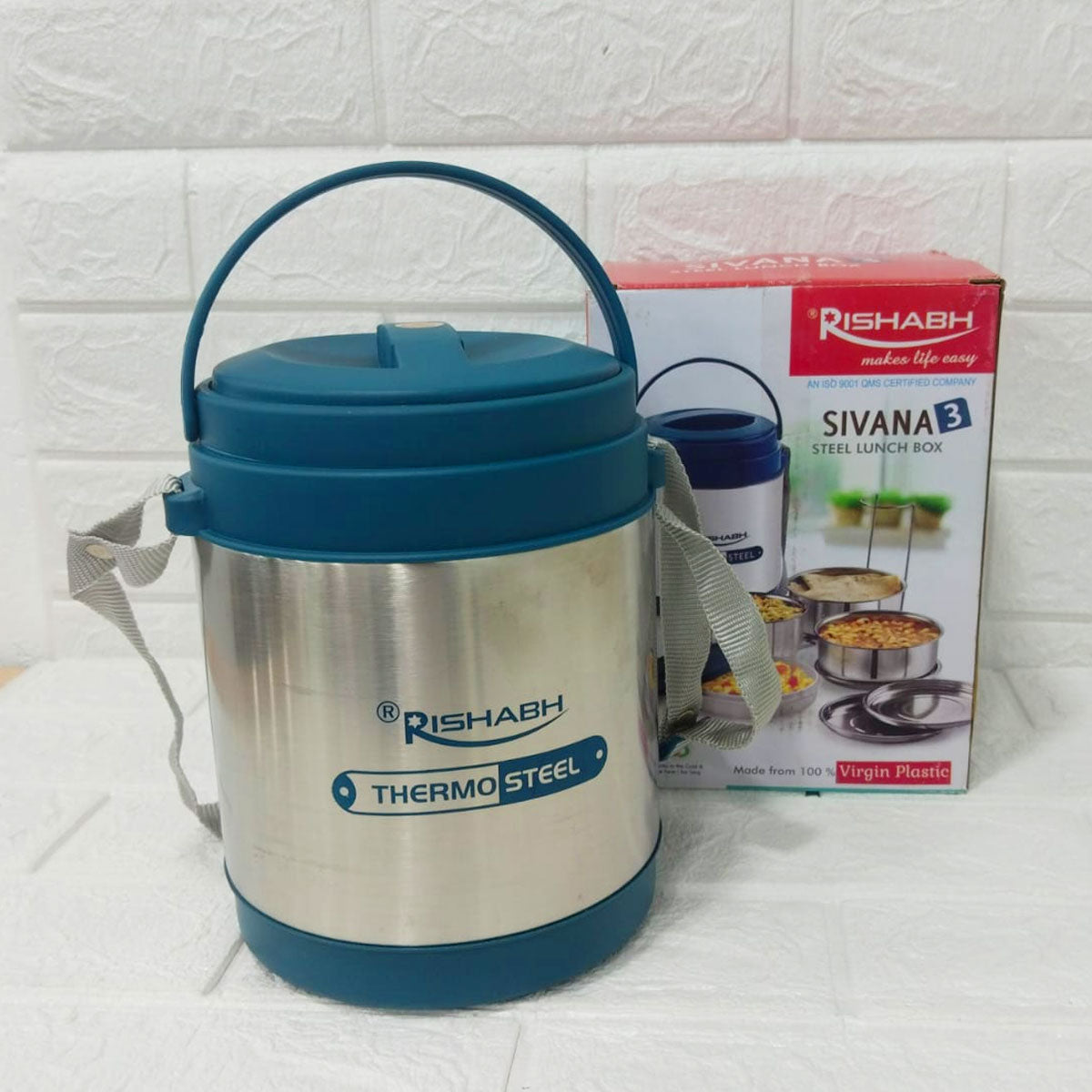 Rishabh Sivana 3 Thermo Steel Lunch Box with Virgin Plastic Outer Case
