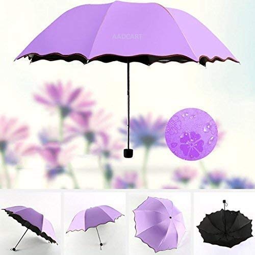 TLBS Magic Umbrella Changing Secret Blossoms Occur with Water Magic Print 3 Fold Umbrella for Girls, Women, Boys, Men & Children for UV, Sun & Rain