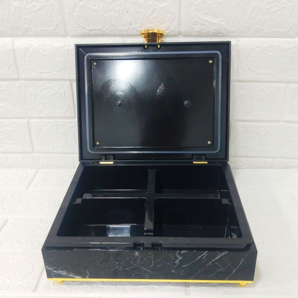 Rishabh Sandook Marble 4 Multipurpose Storage Box with Golden Knob