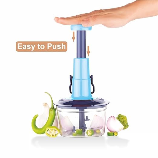 Manual Food Chopper - 4-Cup Capacity, Stainless Steel Blades, Easy Pull Cord, BPA-Free, Dishwasher Safe, Perfect for Chopping Vegetables, Fruits, Nuts