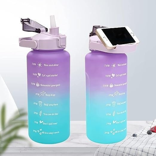 TLBS 3 in 1 Water Bottle with Motivational Time Marker, Leakproof Durable BPA Free Non-Toxic Water bottle for office, gym, school