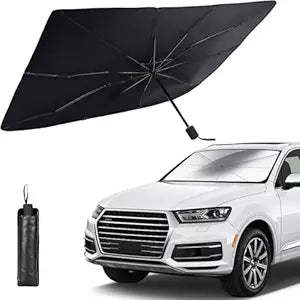 TLBS Car Sun Shade Windshield Cover, Umbrella Windshield Sun Shade for Car Front Window，Sun Protection & Heat Insulation Foldable Sun Shade，Full Cover Sun Shade for Most Vehicles