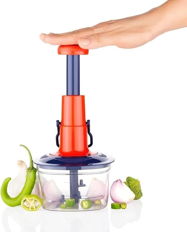 Manual Food Chopper - 4-Cup Capacity, Stainless Steel Blades, Easy Pull Cord, BPA-Free, Dishwasher Safe, Perfect for Chopping Vegetables, Fruits, Nuts