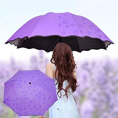 TLBS Magic Umbrella (Random Color wiil be provided) : 3 Fold Anti UV Protection,Triple Folding Mini Blossom Magic Compact Umbrella During Rain for Girls and Women