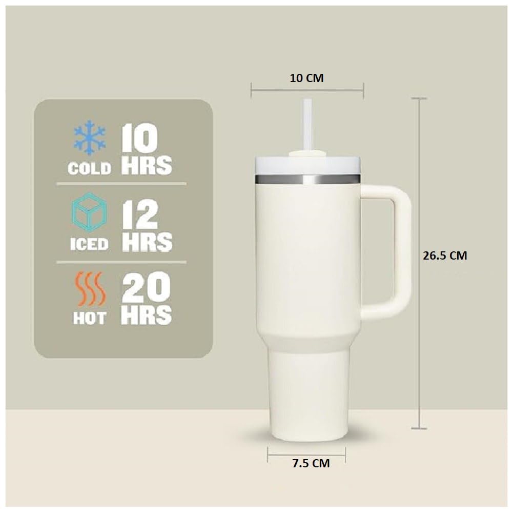 Reusable 1200ML Vacuum Flask Water Bottle Outdoor Sport Coffee Mugs Stainless Steel Tumbler with Handle and Straw (Multi color)