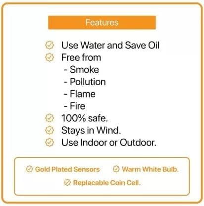 Water Sensor LED Diyas Candle with Water Sensing Technology E-Diya, Warm Orange Ambient Lights, Battery Operated