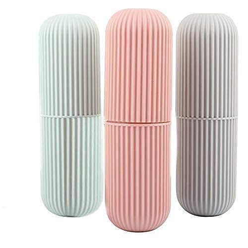 Toothbrush Capsule Shape Container Case Box Storage Organizer Cover Portable for Travel Bathroom Hiking Camping Plastic Toothbrush Holder (3pcs)