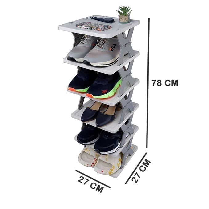 TLBS Shoe Rack, Layer Shoes Stand, Plastic Adjustable Shoe Rack, Folding, Easy Assembly and Stable in Structure