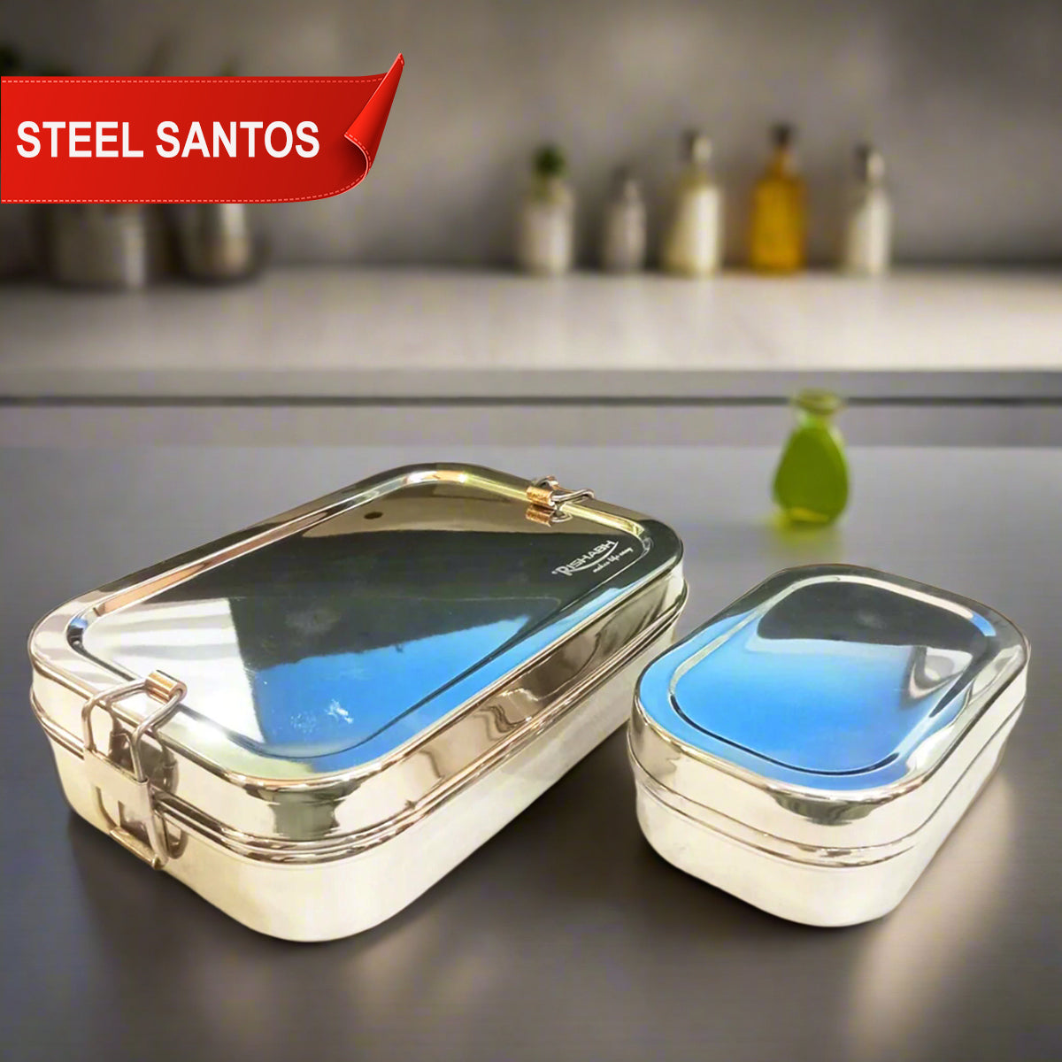 Rishabh Stainless Steel (Santos) Lunchbox for School and Office