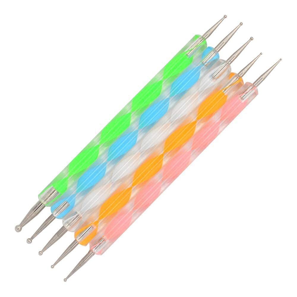 TLBS 5 pieces Nail Art Dotting Marbleizing Tool Pen for Nail Decoration Stamping (Multicolour)